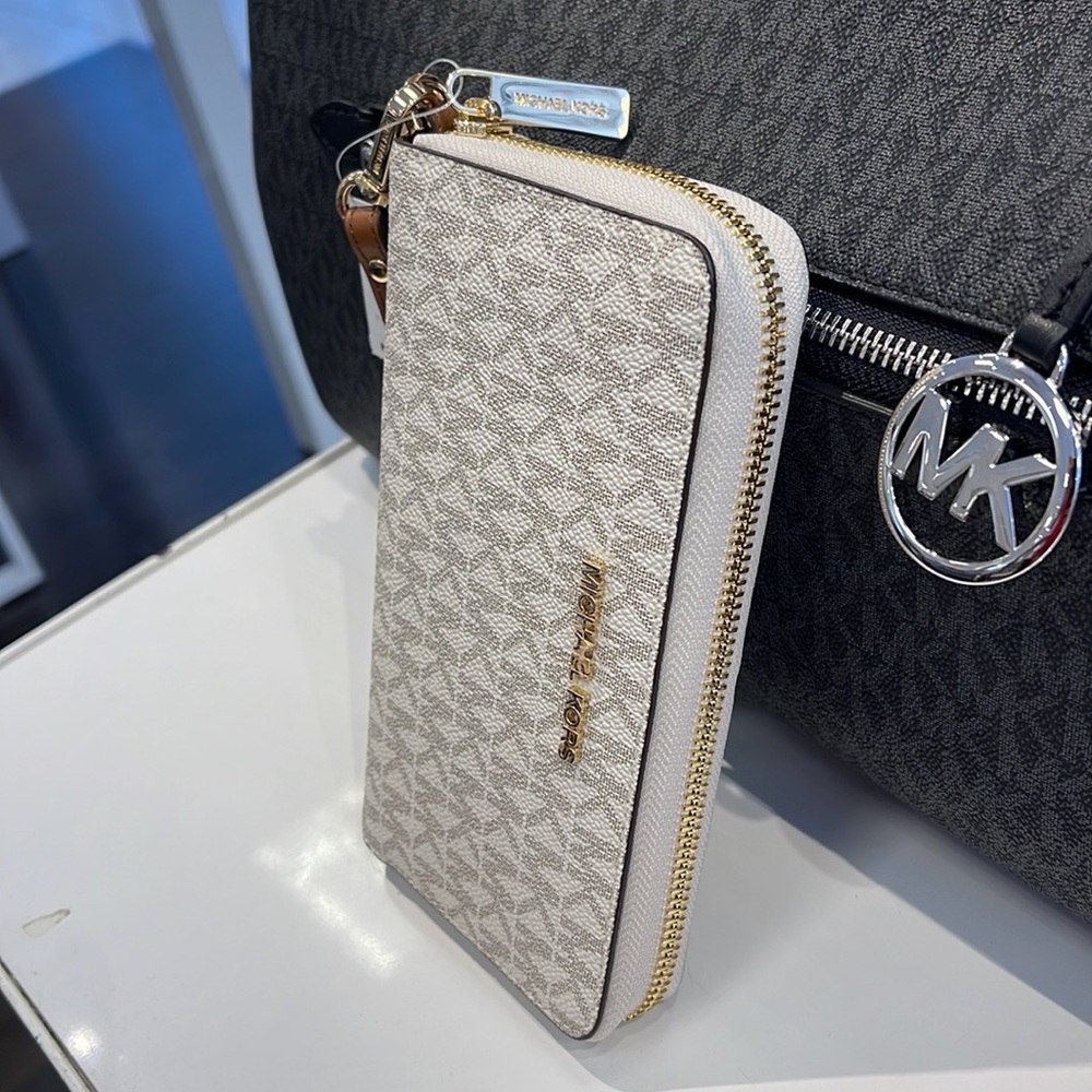 Michael Kors MK Signature Large Flat Multi-Function Phone Case Wallet Wristlet - Picture 11 of 16